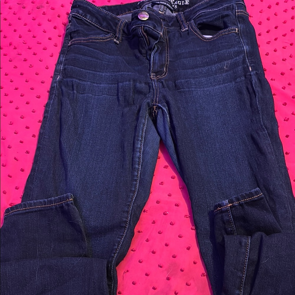 American Eagle Outfitters Blue Jeggings with Distressed Knees